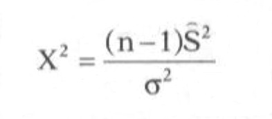 Formula estadístico Chi cuadrado para la varianza de una muestra.