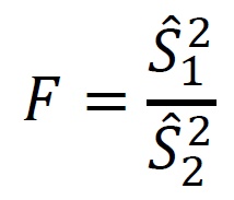 Formula estadístico F de homogeneidad de varianza para dos muestras.